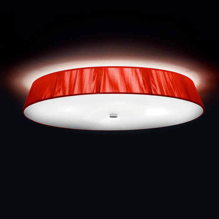 Потолочный светильник Leucos "LILITH" с абажуром из хлопчатобумажных нитей красного цвета