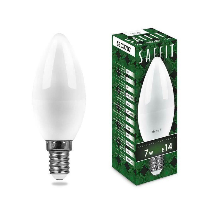 Лампа светодиодная Saffit E14 7W 4000K Свеча Матовая SBC3707 55031 Лампа светодиодная Saffit E14 7W 4000K Свеча Матовая SBC3707 55031