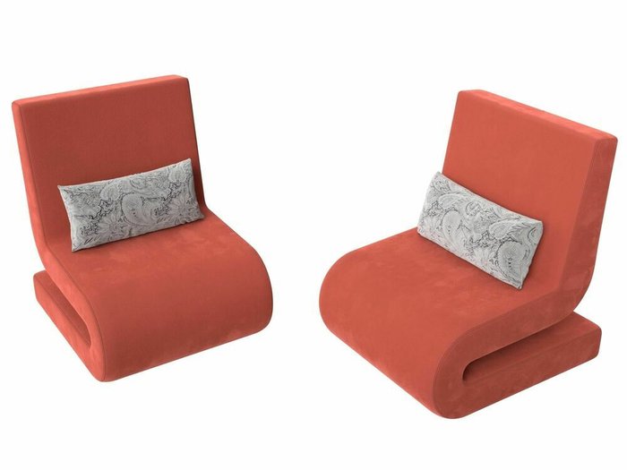 Набор из двух кресел Волна кораллового цвета - лучшие Комплекты мягкой мебели в INMYROOM