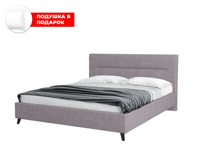 Кровать Briva 140х200 в обивке из велюра серого цвета с подъемным механизмом
