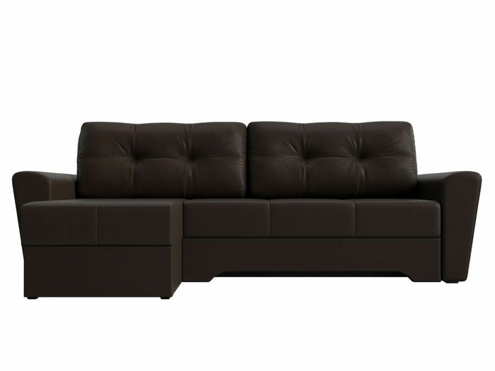Угловой диван-кровать Амстердам коричневого цвета (экокожа) левый угол - купить Угловые диваны по цене 43999.0