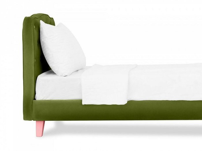 Кровать Candy 80х160 зеленого цвета с розовыми ножками - лучшие Одноярусные кроватки в INMYROOM