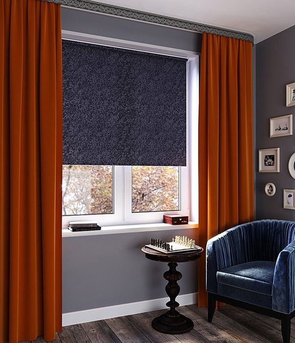 мини ролета Фрост 66х175 темно-синий