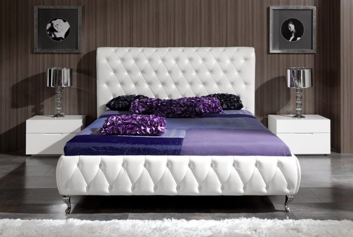 Двухспальная кровать Adriana белого цвета 180х200