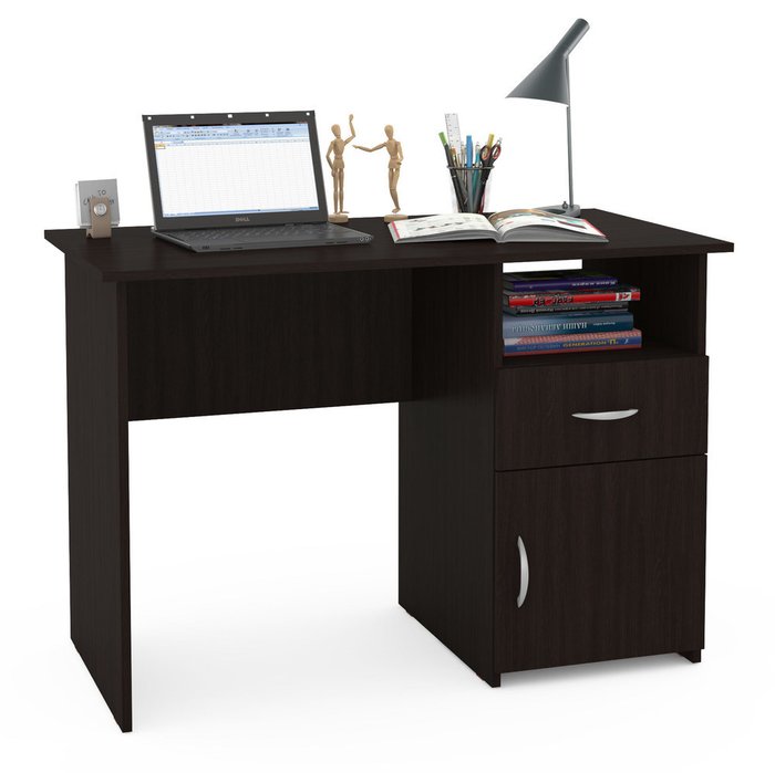 Стол письменный Комфорт с ящиком и дверцей цвета венге - купить Письменные столы по цене 6591.0