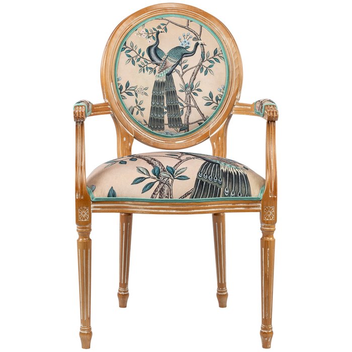 Стул с подлокотниками Императорский павлин бирюзового цвета - купить Обеденные стулья по цене 39000.0