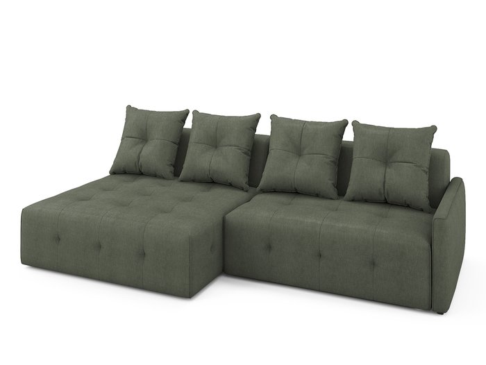 Угловой диван-кровать Bronks левый темно-зеленого цвета - лучшие Угловые диваны в INMYROOM