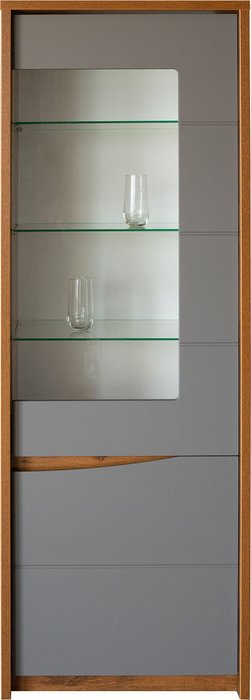 Шкаф-витрина Монако серо-коричневого цвета правый - купить Шкафы витринные по цене 21600.0