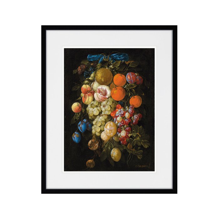 Репродукция картины A festoon of fruit hanging from a blue ribbon 1671 г. - купить Картины по цене 3995.0