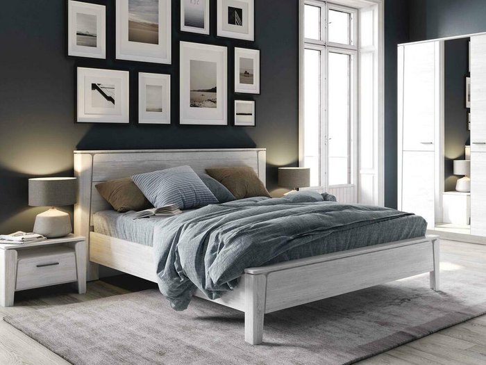 Кровать с подъемным механизмом Мальта 140х200 в цвете выбеленный дуб - купить Кровати для спальни по цене 26005.0