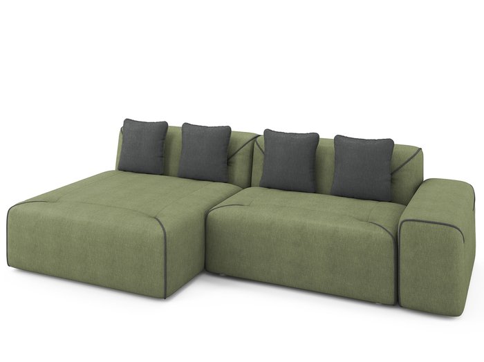 Угловой раскладной диван Portu левый оливкового цвета - лучшие Угловые диваны в INMYROOM