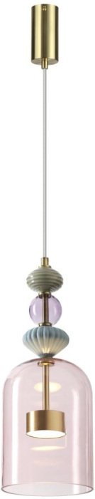 Каскадный потолочный светильник подвесной освещает 5 м? Odeon Light Palleta LED 5045/12L античн.бронза/розовый/металл/стекло/керамика 12W 4000К 1400Лм - лучшие Подвесные светильники в INMYROOM