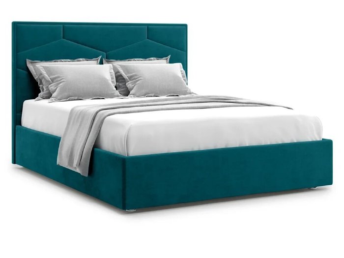 Кровать Premium Milana 4 160х200 сине-зеленого цвета с подъемным механизмом