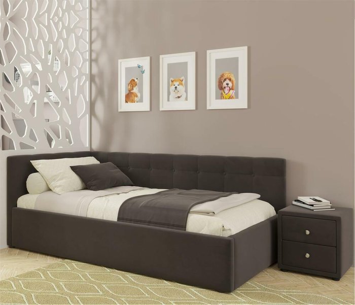 Кровать Bonna 90х200 коричневого цвета с подъемным механизмом и матрасом  - купить Кровати для спальни по цене 31800.0