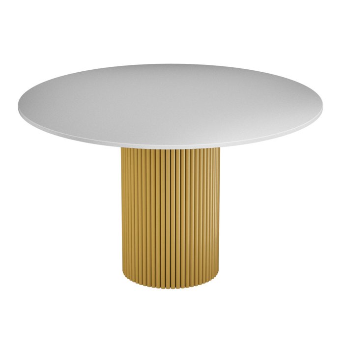 Обеденный стол Trubis Wood L 120 бело-золотого цвета