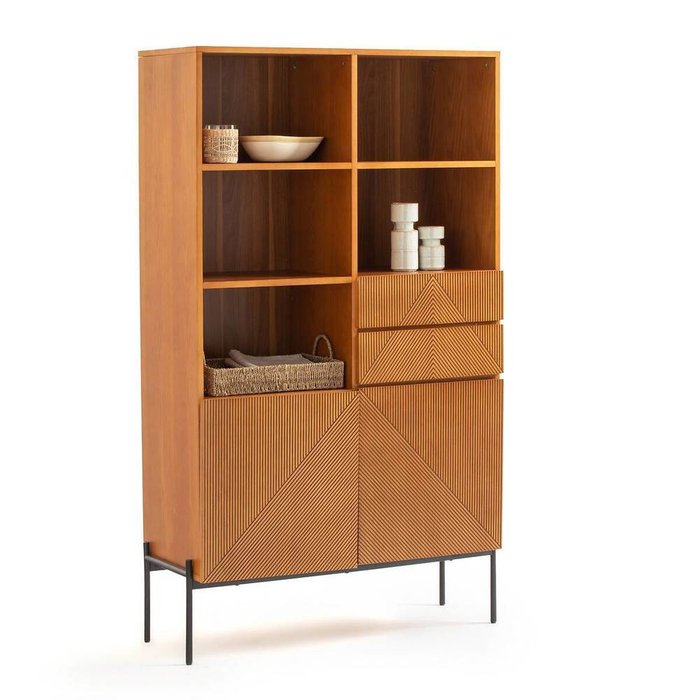 Шкаф книжный в винтажном стиле Lodge коричневого цвета - купить Книжные шкафы по цене 90733.0