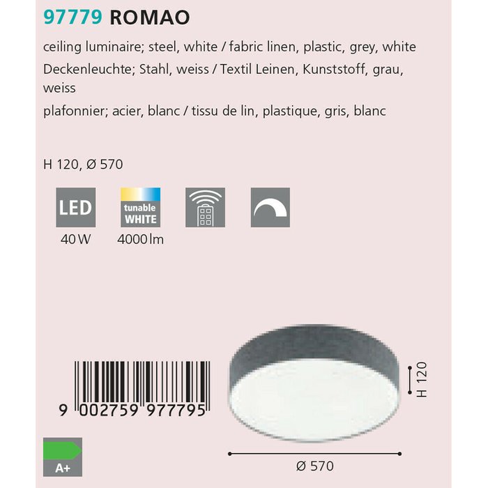 Потолочный светодиодный светильник Eglo Romao 97779 - лучшие Потолочные светильники в INMYROOM