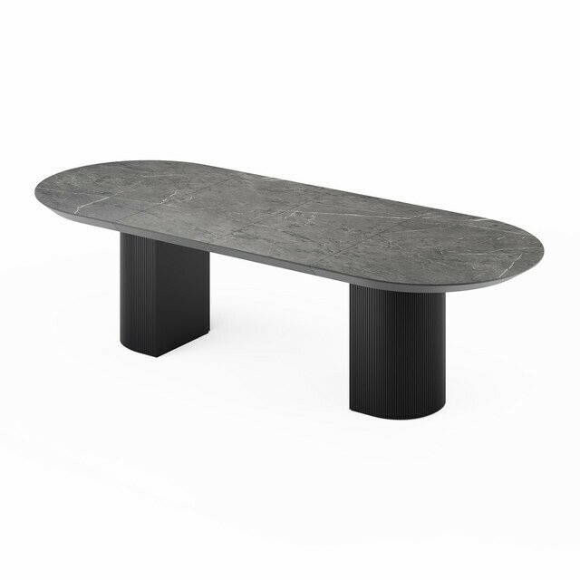 Раздвижной обеденный стол Гиртаб S со столешницей черно-серого цвета - лучшие Обеденные столы в INMYROOM