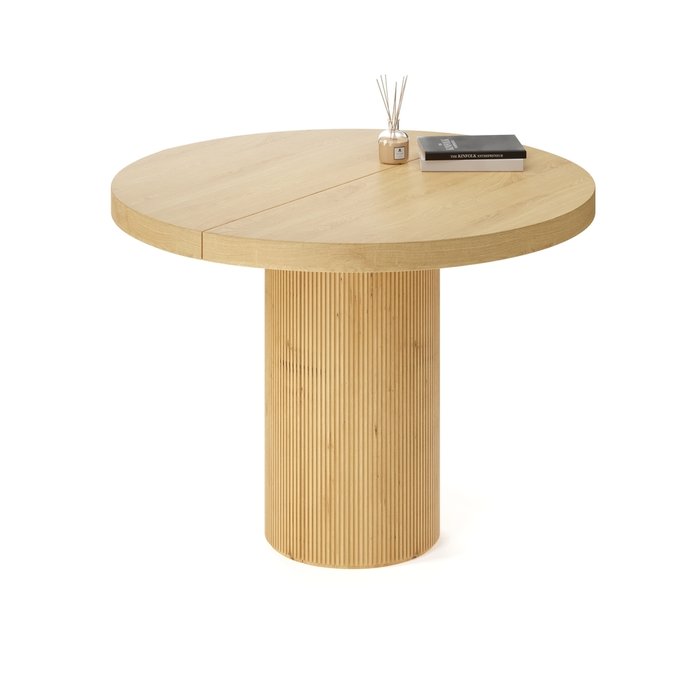 Раздвижной обеденный стол Бунда бежевого цвета из массива - лучшие Обеденные столы в INMYROOM