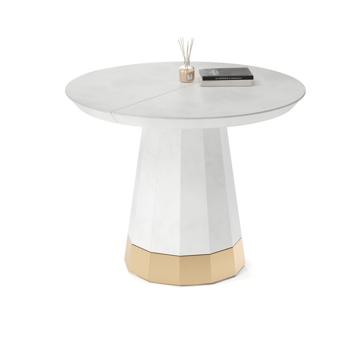 Раздвижной обеденный стол Фаварис белого цвета - лучшие Обеденные столы в INMYROOM