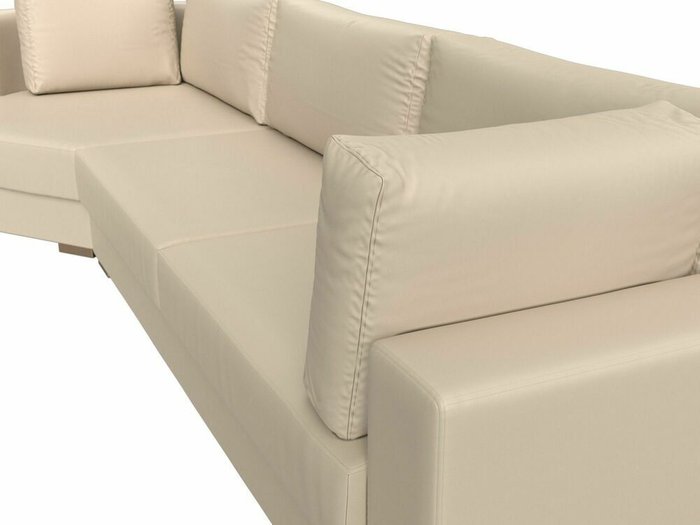 Угловой диван-кровать Лига 026 бежевого цвета (экокожа) левый угол - лучшие Угловые диваны в INMYROOM