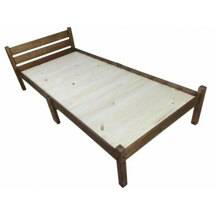 Кровать односпальная Классика Компакт сосновая со сплошным основанием 90х200 цвета темный дуб - купить Кровати для спальни по цене 12245.0