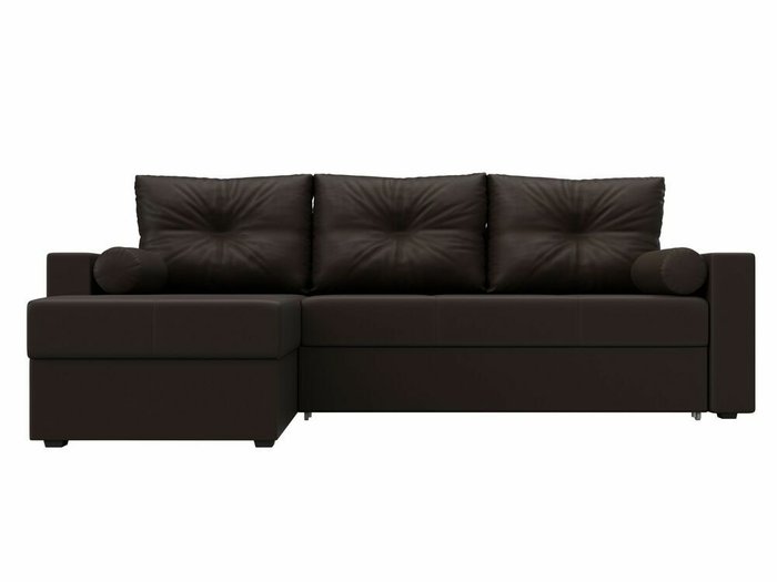 Угловой диван-кровать Верона коричневого цвета (экокожа) левый угол - купить Угловые диваны по цене 44999.0