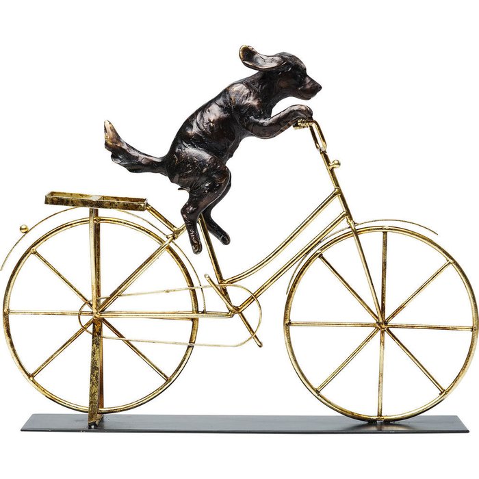 Статуэтка Dog With Bicycle бронзового цвета