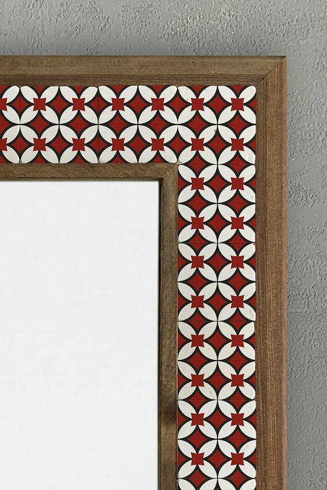 Настенное зеркало 43x63 с каменной мозаикой бело-красного цвета - лучшие Настенные зеркала в INMYROOM