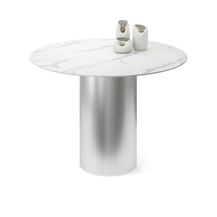 Обеденный стол Субра S бело-серебряного цвета - купить Обеденные столы по цене 58065.0