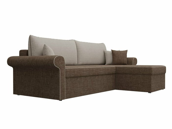 Угловой диван-кровать Милфорд бежево-коричневого цвета правый угол - лучшие Угловые диваны в INMYROOM