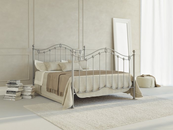 Кровать Карина 160х200 серебряного цвета - купить Кровати для спальни по цене 82328.0