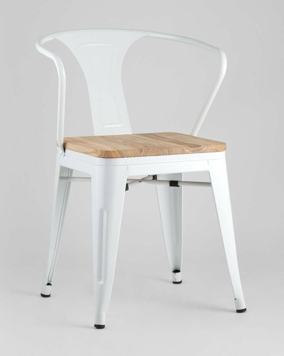 Cтул Tolix Arm Wood белого цвета - купить Обеденные стулья по цене 7990.0