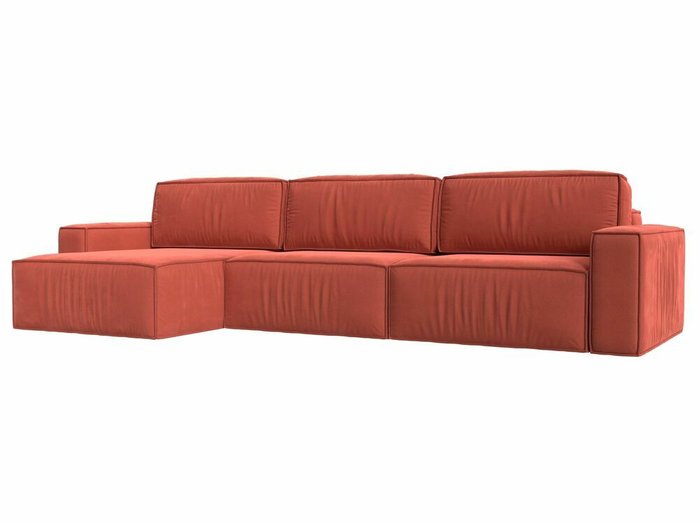 Угловой диван-кровать Прага Классик лонг коралового цвета левый угол