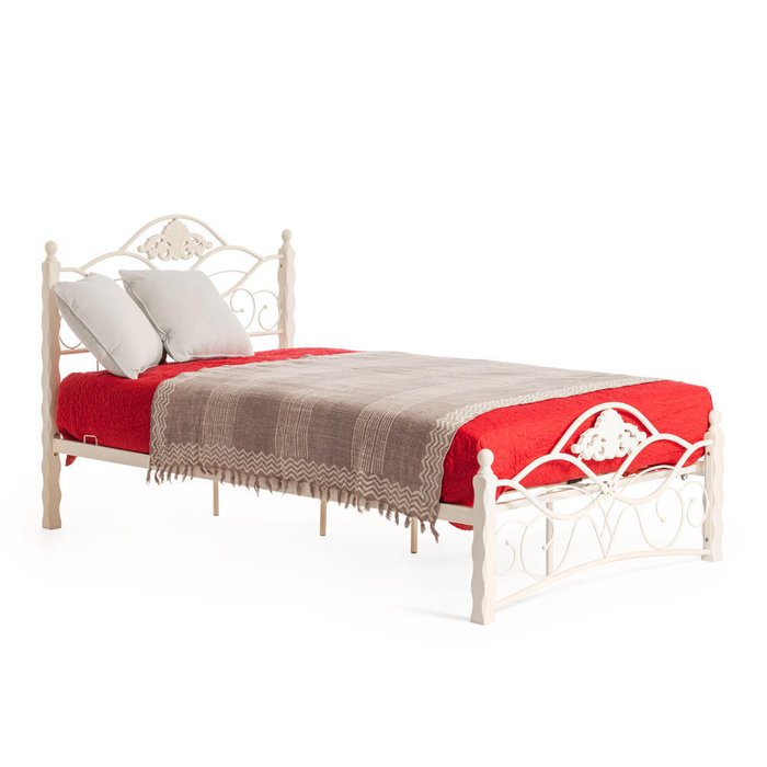Кровать металлическая Wood slat base 120х200 бежевого цвета Кровать металлическая Wood slat base 120х200 бежевого цвета
