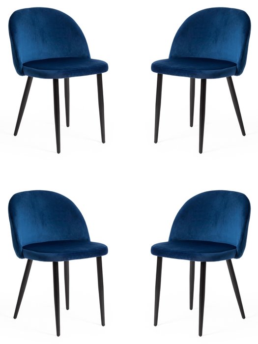 Комплект из четырех стульев Melody синего цвета