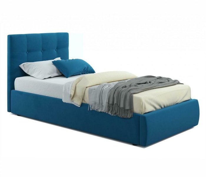 Кровать Selesta 90х200 с подъемным механизмом и матрасом светло-синего цвета
