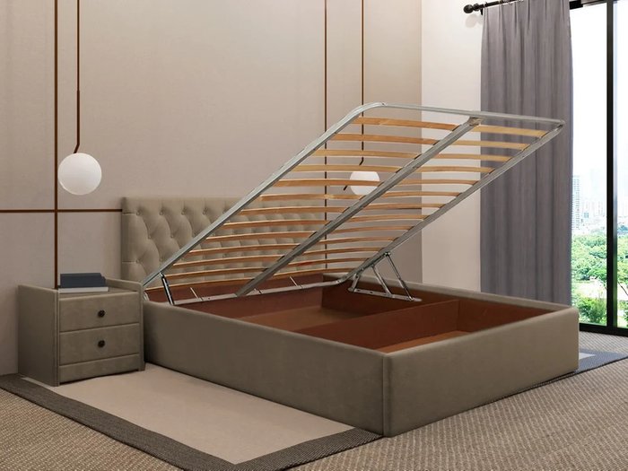 Кровать Фрейлина 140х200 коричневого цвета с подъемным механизмом - купить Кровати для спальни по цене 56920.0