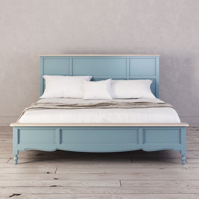 Кровать двуспальная Leblanc голубого цвета  160х200 - купить Кровати для спальни по цене 152680.0