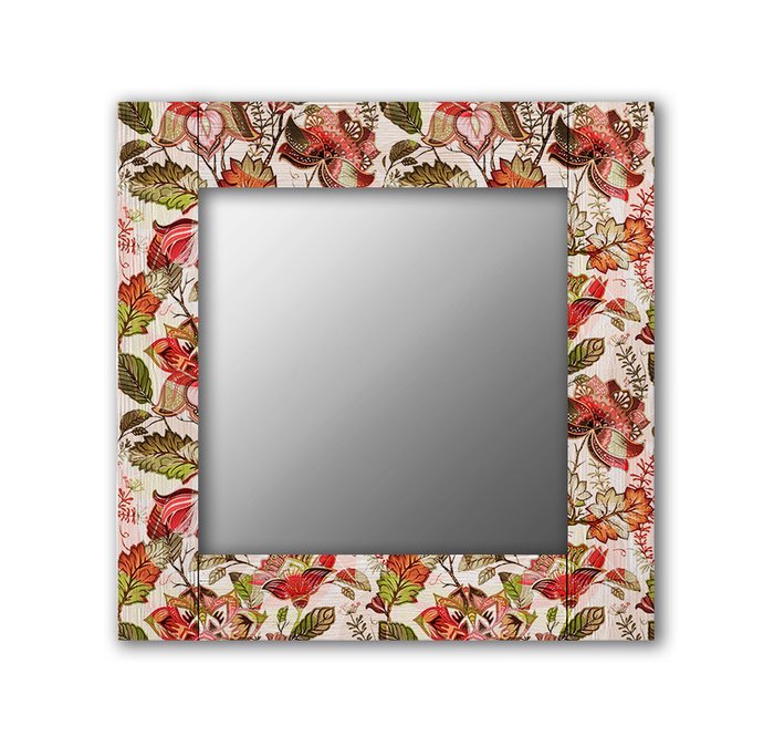 Настенное зеркало Цветы Прованс 50х65 красного цвета - купить Настенные зеркала по цене 13190.0