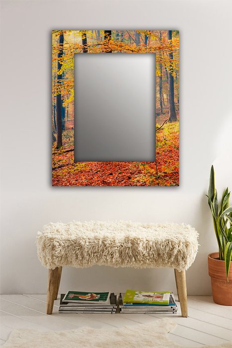 Настенное зеркало Осень 50х65 желтого цвета - лучшие Настенные зеркала в INMYROOM
