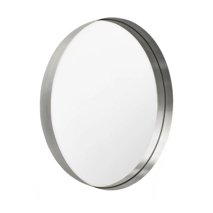 Круглое настенное зеркало в раме из нержавеющей стали диаметр 60