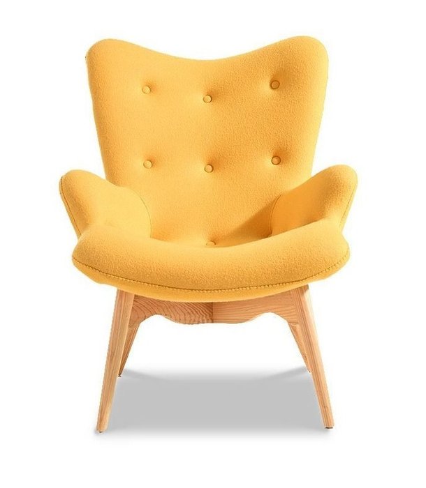 Кресло с обивкой из ткани желтого цвета