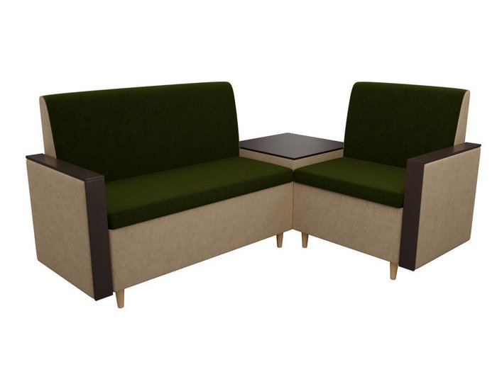 Кухонный угловой диван Модерн зелено-бежевого цвета  - лучшие Угловые диваны в INMYROOM