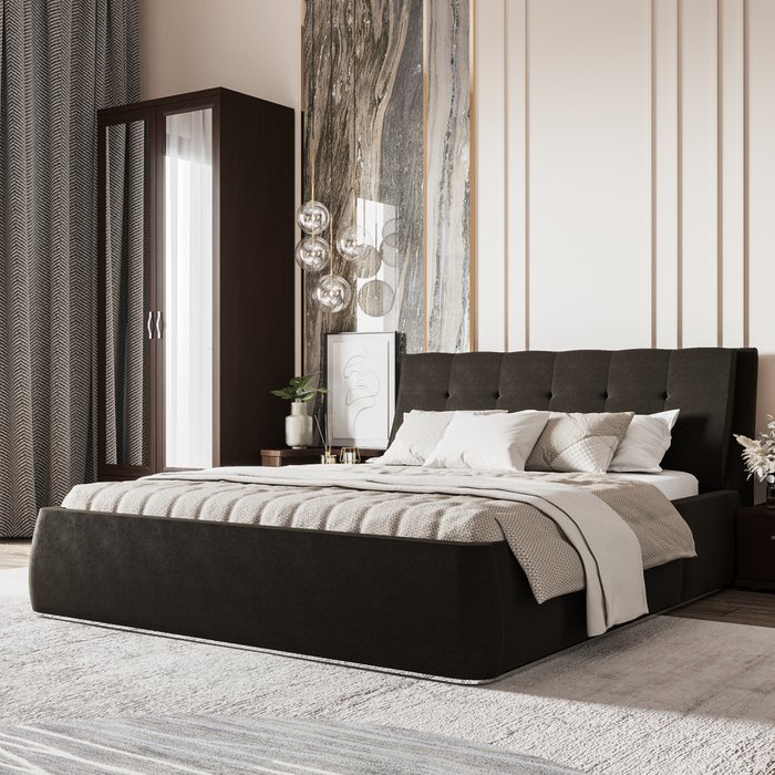 Кровать Гесиона 180х200 черного цвета с подъемным механизмом  - купить Кровати для спальни по цене 118425.0