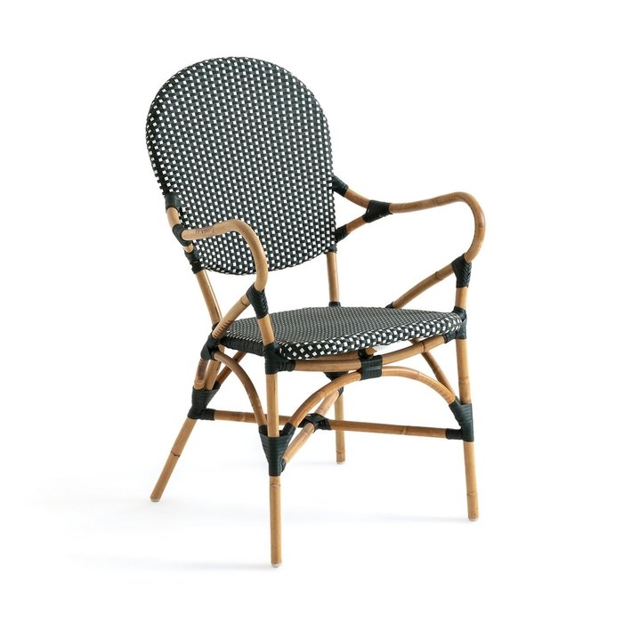 Кресло из стеблей ротанга Bistro зеленого цвета