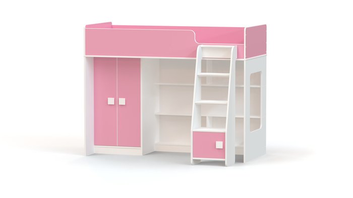 Детская кровать-чердак Ridgimmi 1.1 75х175 бело-розового цвета - купить Кровати-чердаки по цене 21567.0
