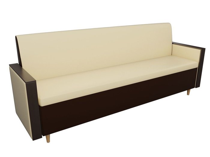 Кухонный прямой диван Модерн коричнево-бежевого цвета (экокожа) - лучшие Прямые диваны в INMYROOM