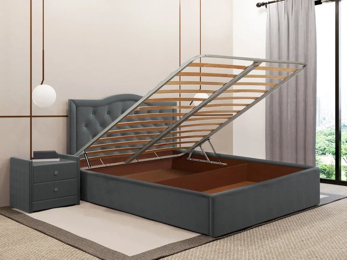 Кровать Герцогиня графитового цвета 140х200 с подъемным механизмом - купить Кровати для спальни по цене 50100.0