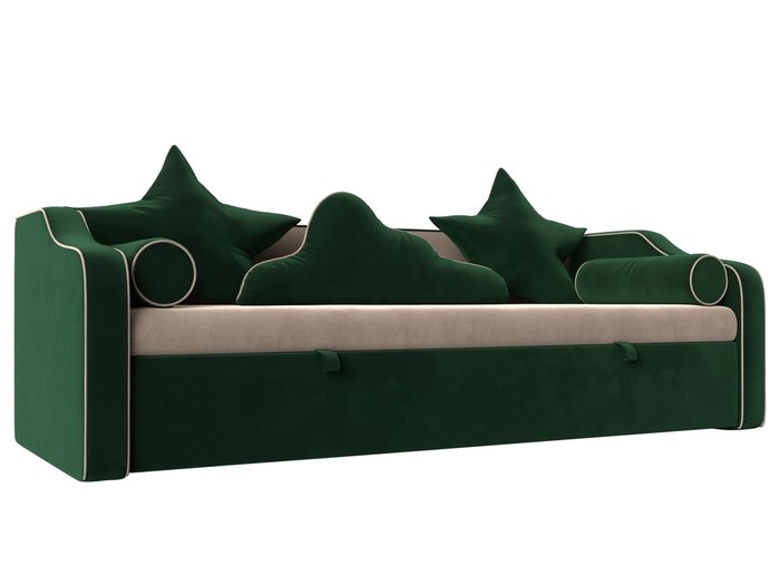 Прямой диван-кровать Рико темно-зеленого цвета
